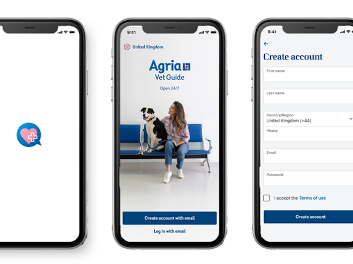 Screenshots of the Agria Vet Guide app - Agria Pet Insurance